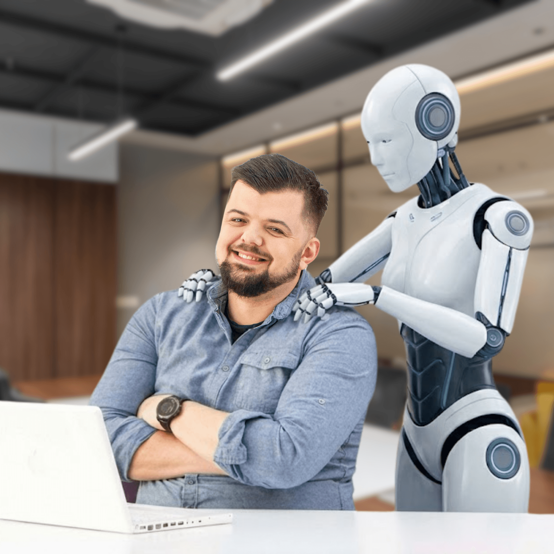 Człowiek współpracujący z AI